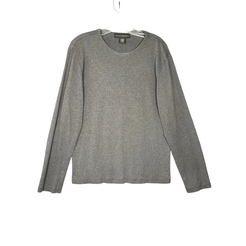 Banana Republic Vintage Mens Long Sleeve Cotton Tee Shirt Size S Grey Casual
